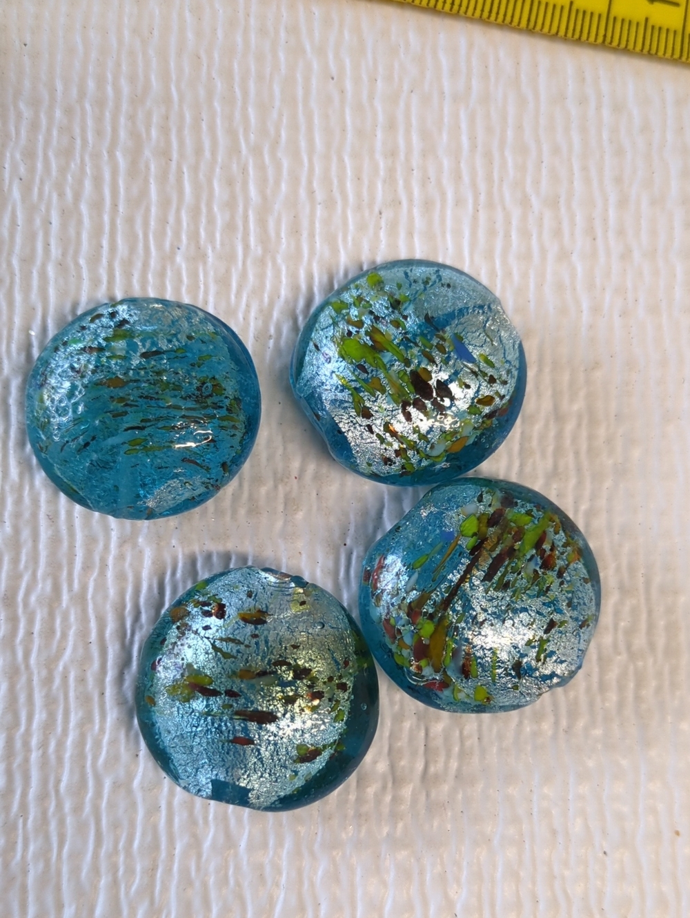☀️Q86 Handcrafted Lampwork Vintage Blue Glass Lentils 28mm (Set of 4)